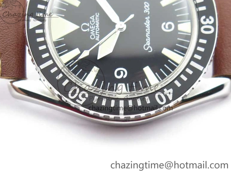 0117 Vintage Seamaster 300 No Date SS B12 Black Dial On Brown Leather Strap A2836 (Free Nylon Strap) Comfortable 7912